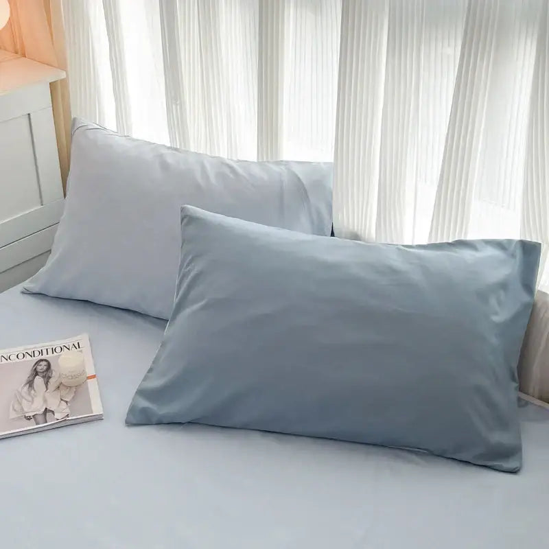 Navy and gray solid color brush fabric duvet cover set bedroom