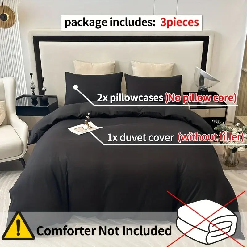 Luxury black satin duvet cover set bedroom bedding