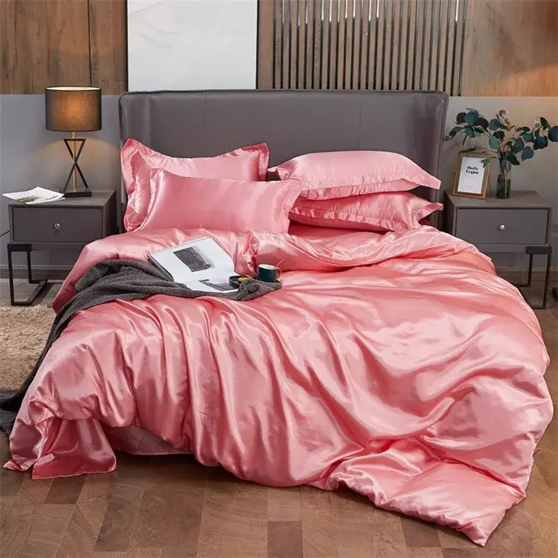Bronze satin solid color duvet cover – luxury bedroom bedding set