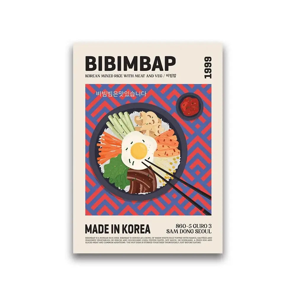 Bibimbap tasty world cuisine wall art kitchen decor poster