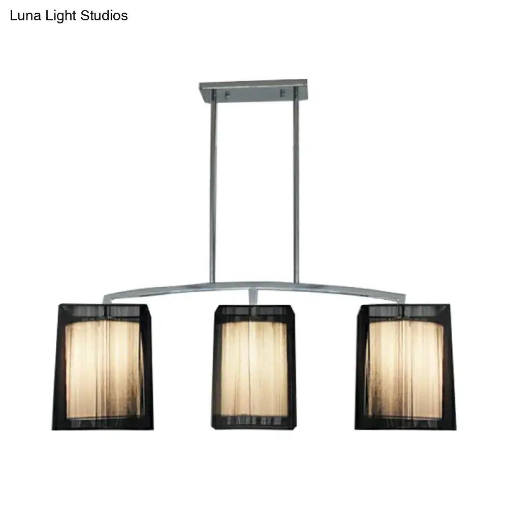 Modern chrome and black pendant light dining room rectangle shade