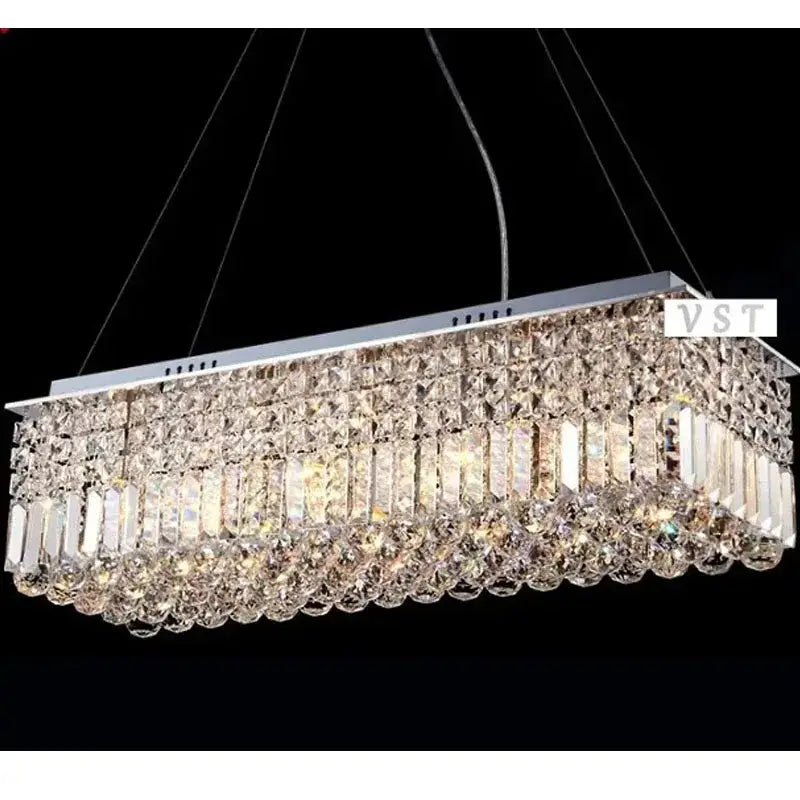 Modern rectangular crystal chandelier for dining room
