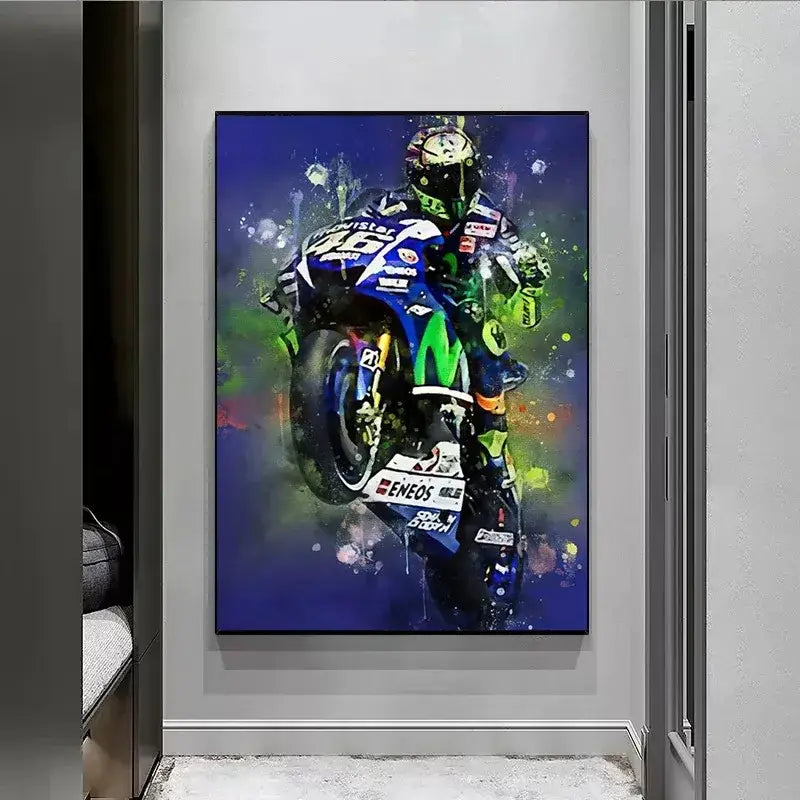 Watercolor motorcycle racing canvas wall art bedroom poster set