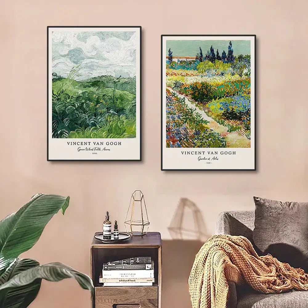 Vincent van gogh starry night framed canvas set living room wall art