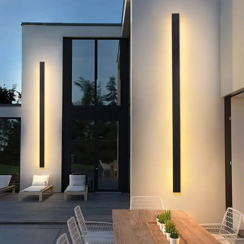 Modern minimalist black waterproof led long wall light outdoor sconce