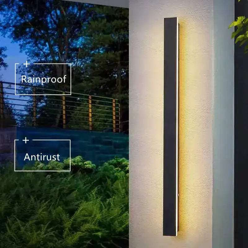 Modern minimalist black waterproof led long wall light outdoor sconce