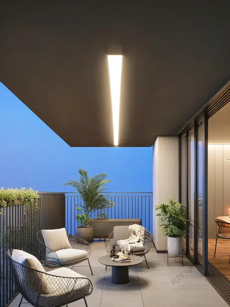 Modern minimalist black long strip led wall light outdoor sconce