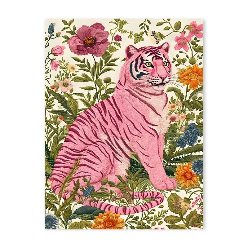 Black panther pink bathtub animal canvas wall art bathroom decor
