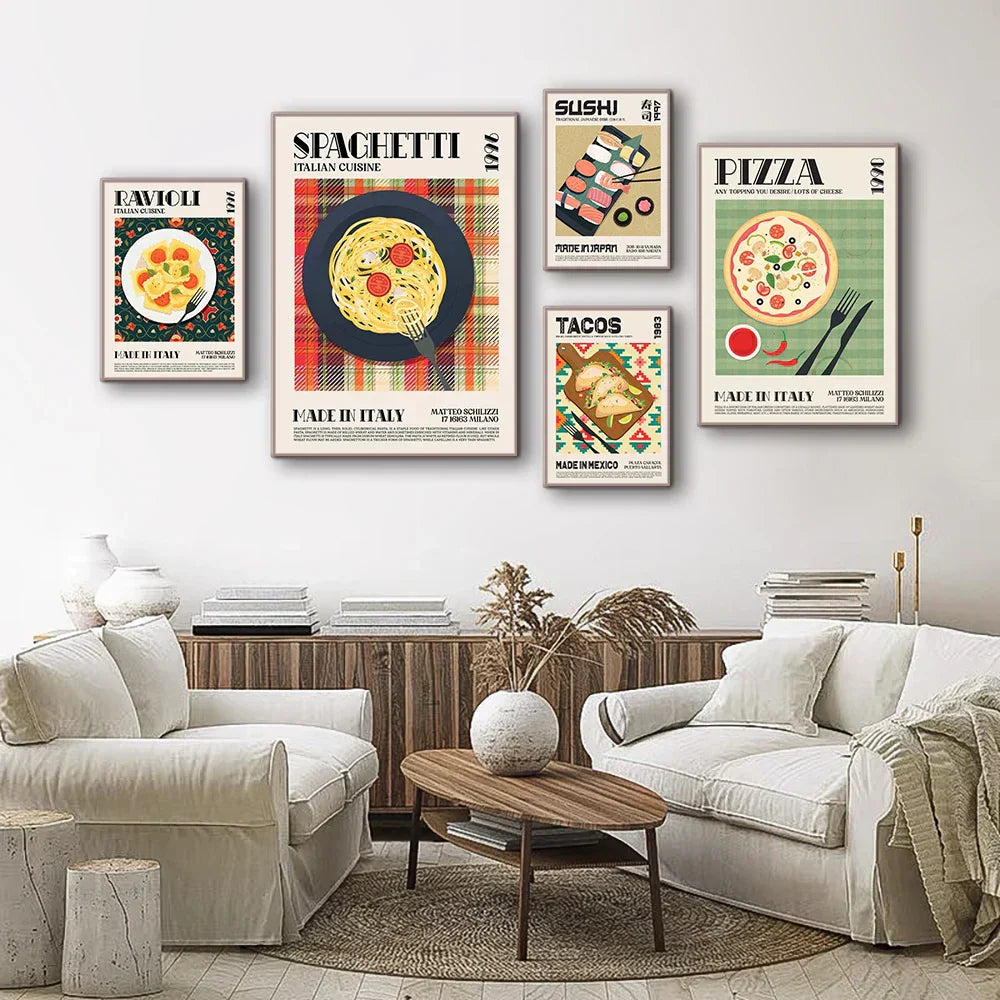 Vintage fondue world cuisine canvas painting dining room home decor