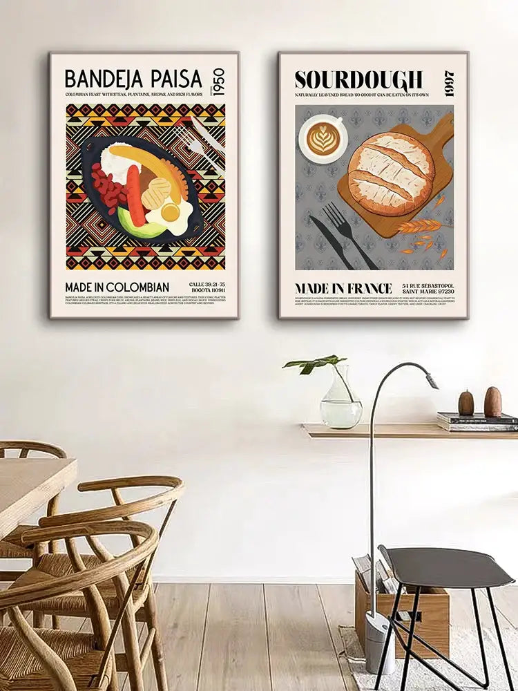 Vintage fondue world cuisine canvas painting dining room home decor