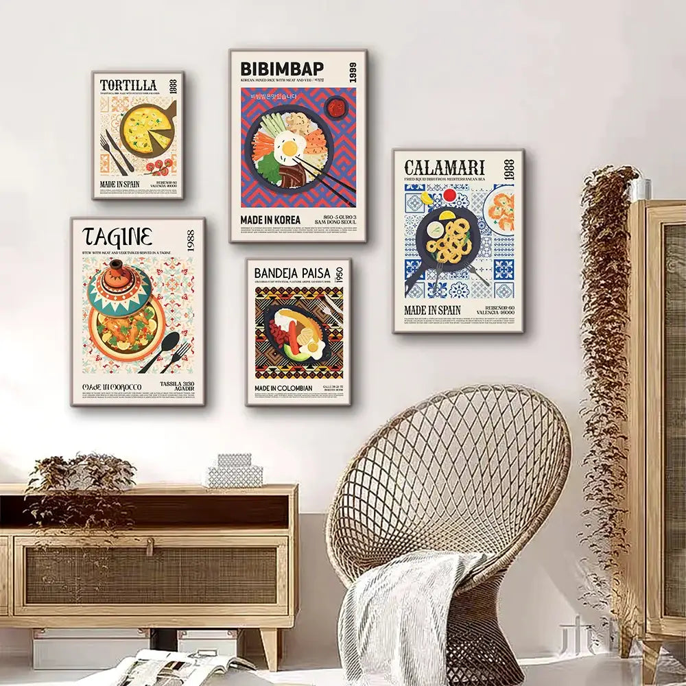 Vintage full english breakfast canvas print kitchen world cuisine decor