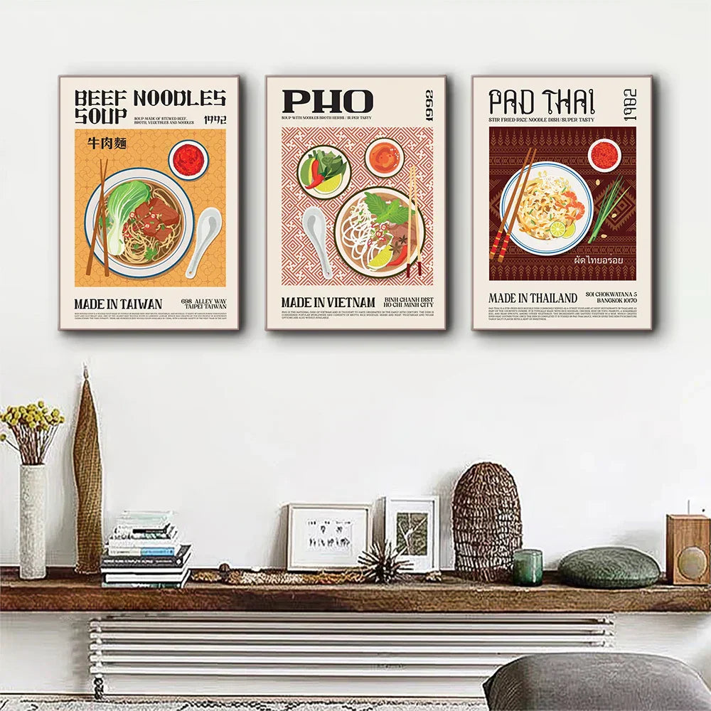Geometric tacos world cuisine food canvas wall art for kitchen