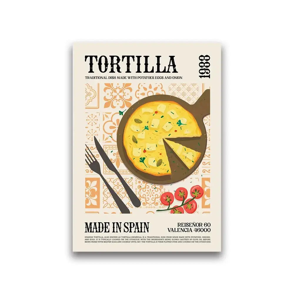 Geometric tacos world cuisine food canvas wall art for kitchen