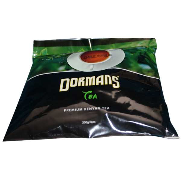 Low angle front view of Dormans Premium Kenyan Tea package