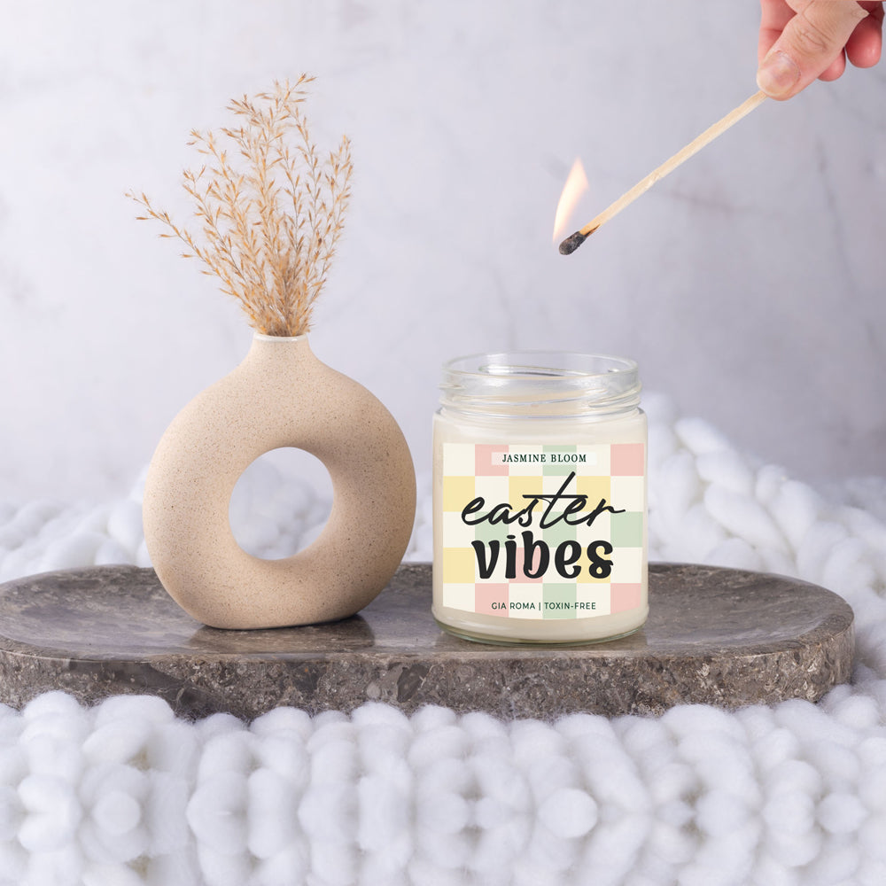 Jasmine Bloom Easter Floral Scented Candle, Jasmine Perfume Soy Candle
