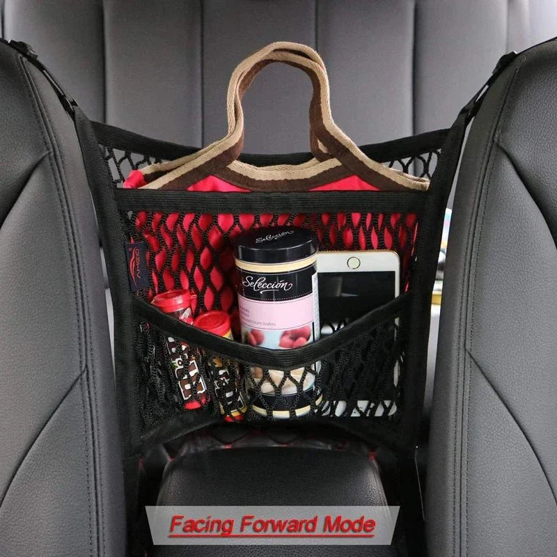 Elastic Car Storage Net Bag | Stretchable Divider Organizer Between Front Seats