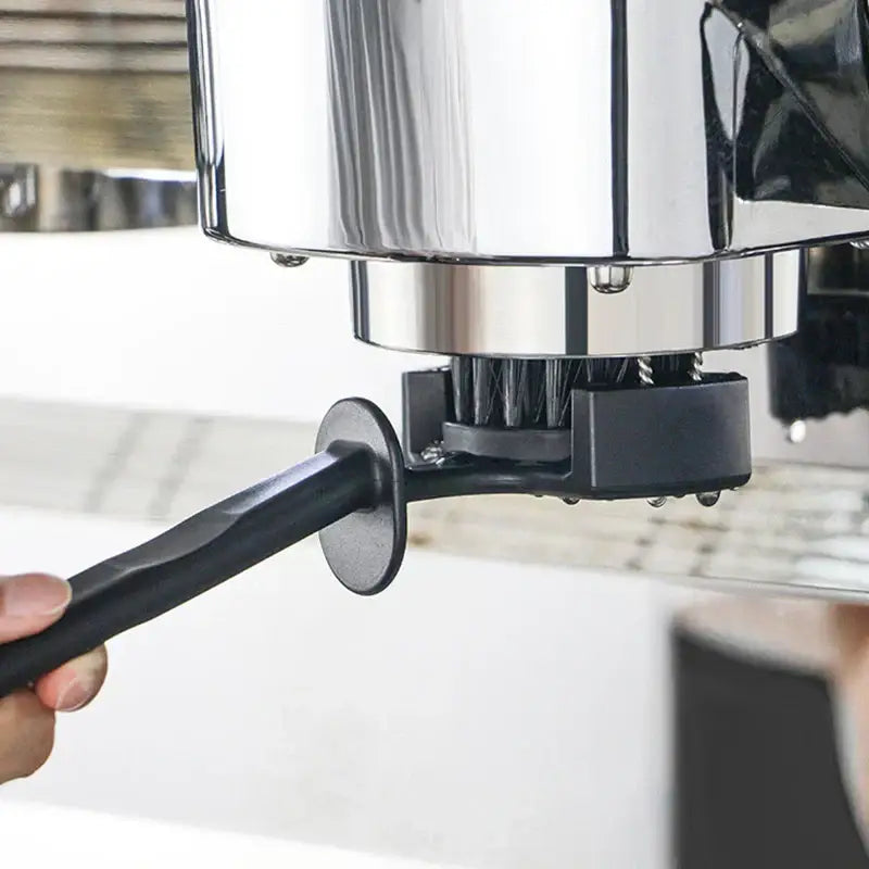 Ergonomic black coffee machine cleaning brush kitchen maintenance tool
