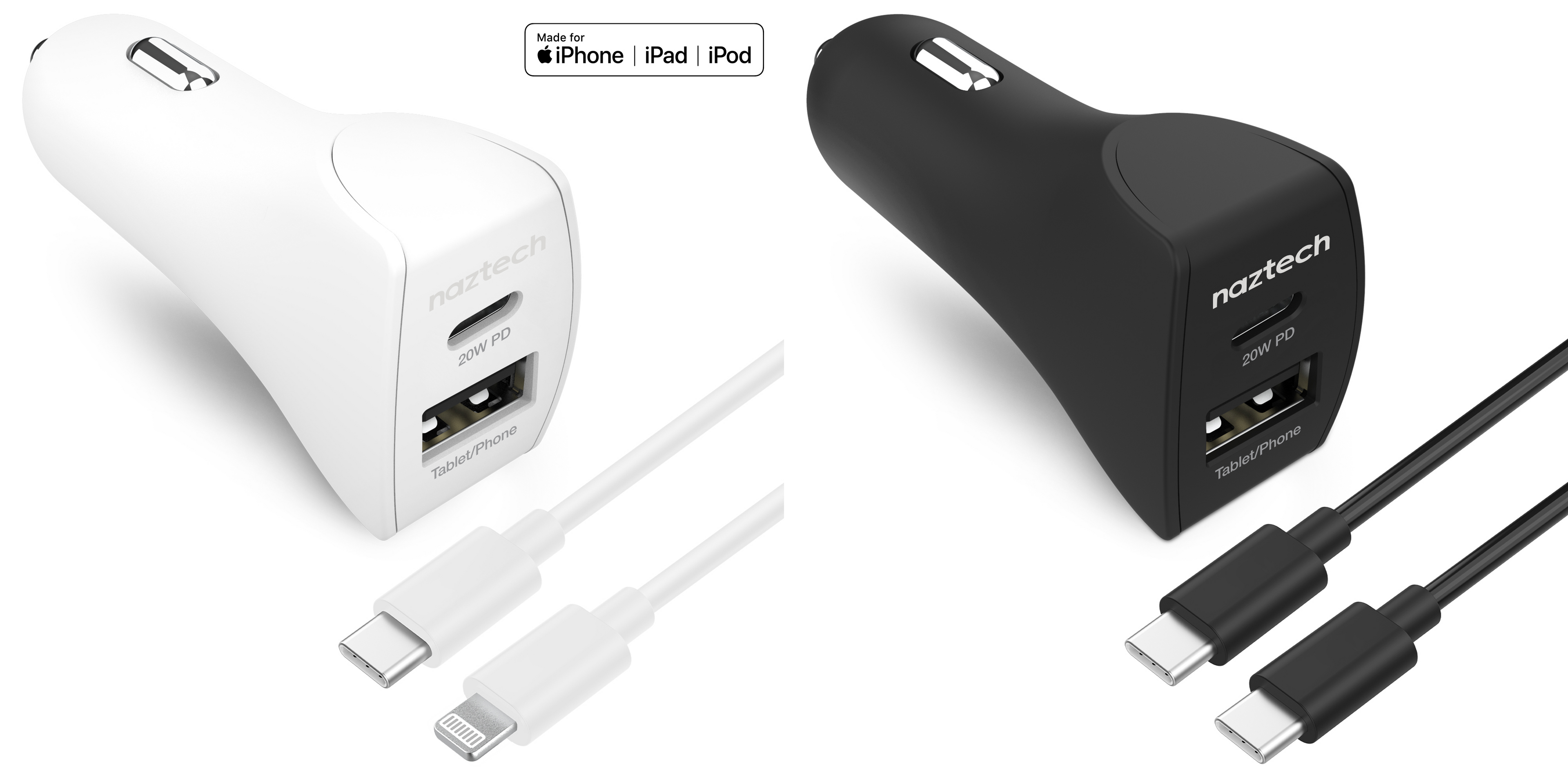 Naztech 20W USB-C PD+12W USB Car Charger