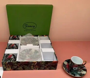 FANCY HOME COLLECTION DESSERT COFFEE  SET 6 CUPS AND PLATES