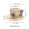 Floral pink & purple butterfly ceramic cup and saucer set dining room