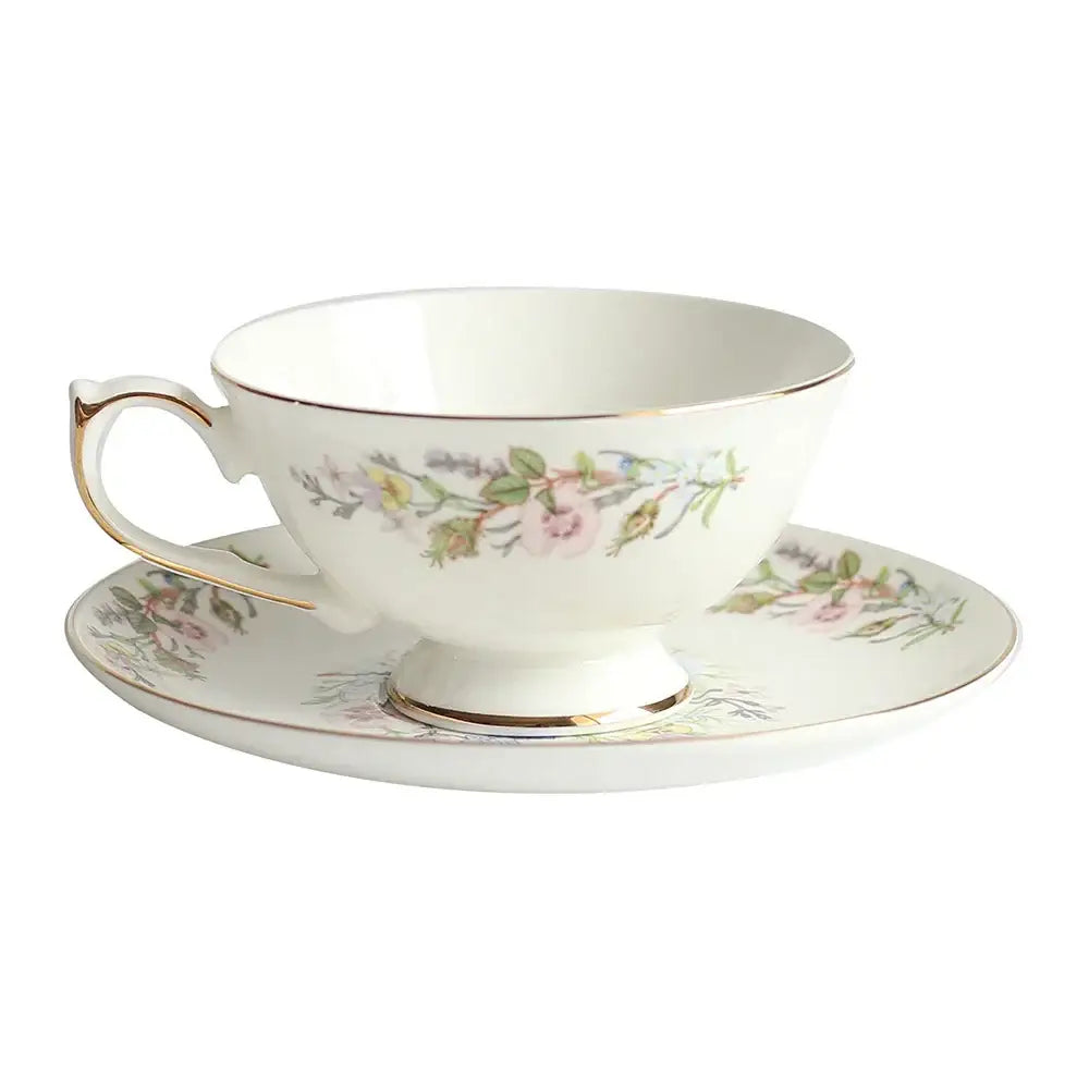 DecorBites™ Bone China Tea Set: Teapot, Teacup, Saucer, Fruit Plate, Tray, Mugs & Tableware