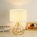 Geometric brass and linen fabric led desk lamp bedroom night light
