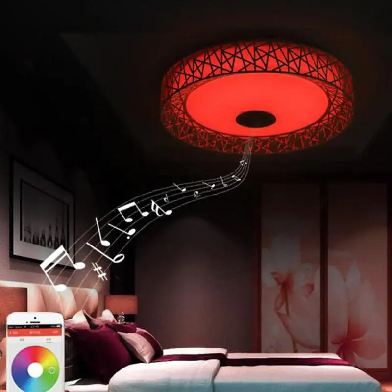 Geometric red lattice bluetooth speaker ceiling light bedroom lamp