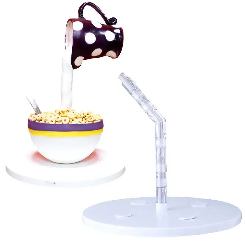 Gravity defying white cake stand support structure kitchen baking tool