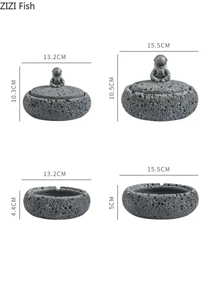 DecorBites™ Cement Astronaut Ashtray with Lid - High Temperature Resistant Cigar Ashtray