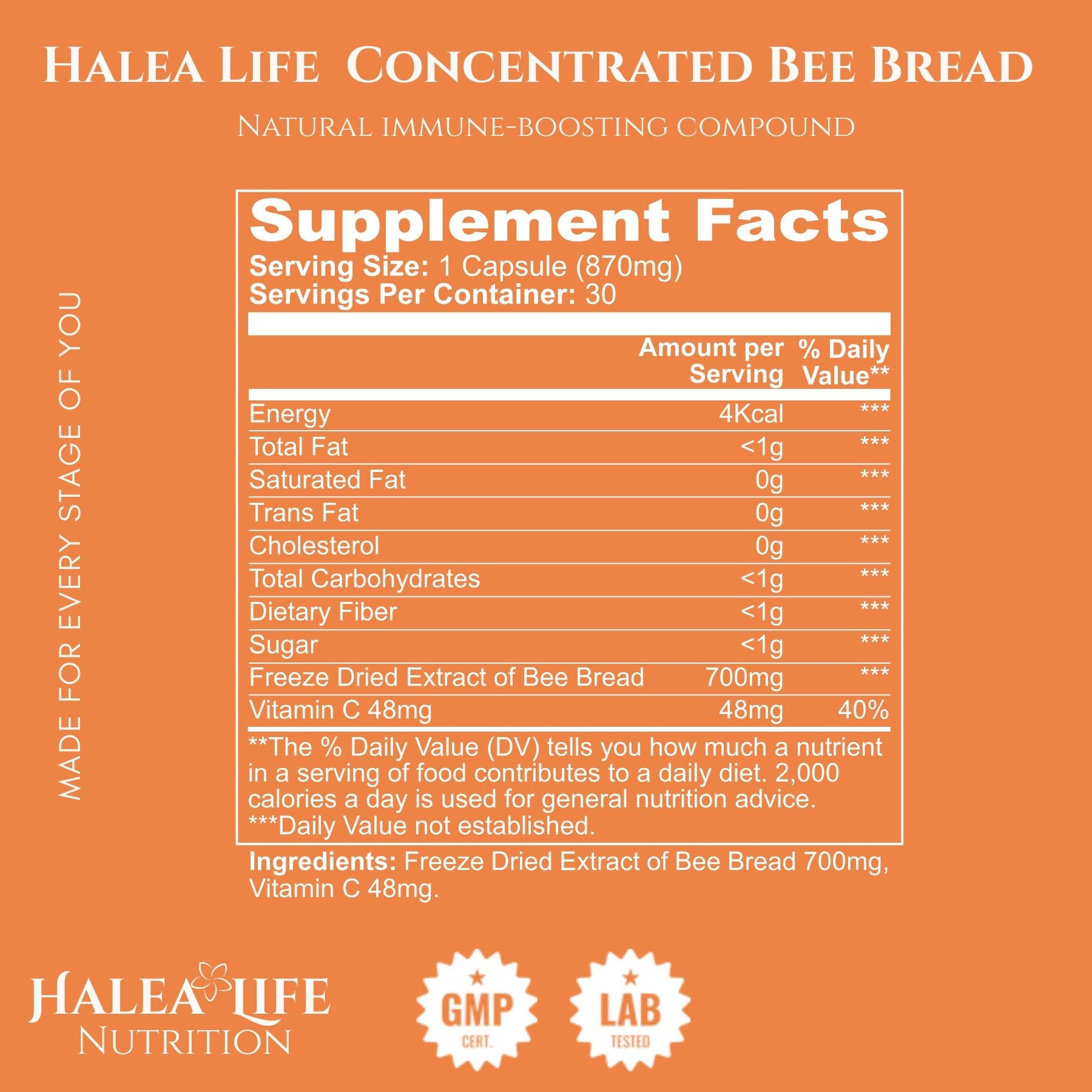 Bee Pearl Bee Bread Capsules with Vitamin C