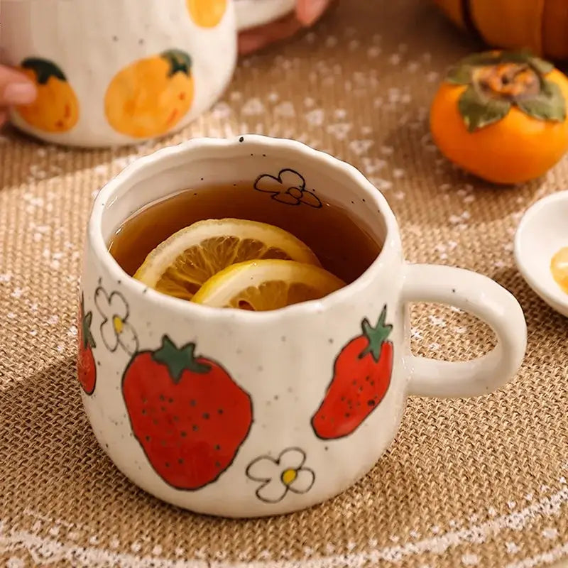 DecorBites™ Cartoon Fruit Ceramic Mugs - Home Breakfast Juice Tea Coffee Cups