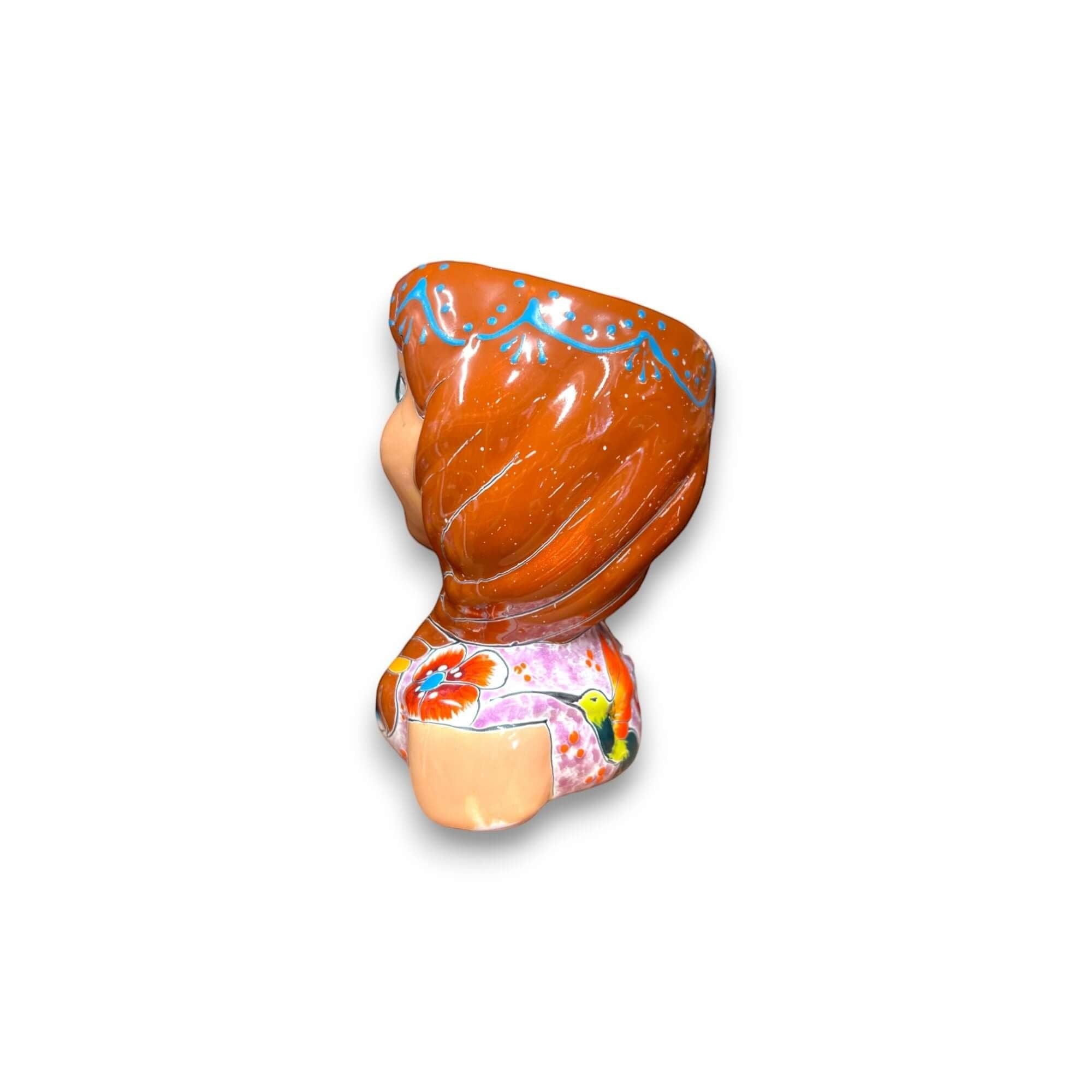 Hand-Painted Talavera Ceramic Lady Planter | Mexican Artwork Decor