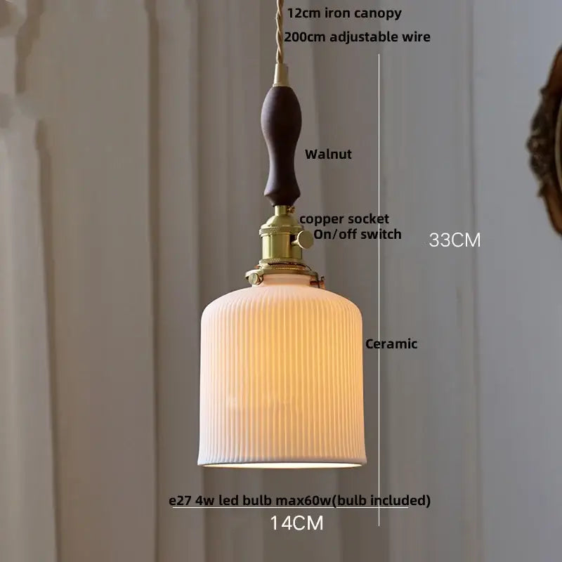 DecorBites™ Ceramic Copper Pendant Light Bar Coffee Kitchen E27 Knob Switch LED Fixture