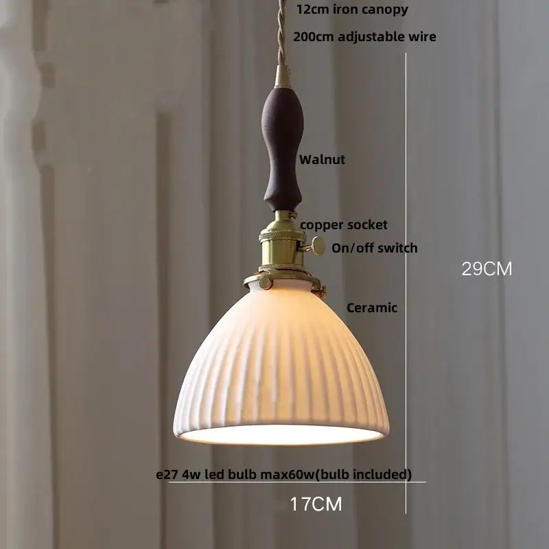 DecorBites™ Ceramic Copper Pendant Light Bar Coffee Kitchen E27 Knob Switch LED Fixture