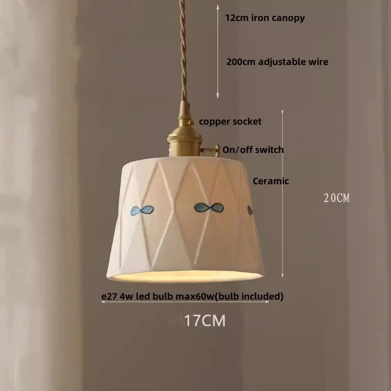 DecorBites™ Ceramic Copper Pendant Light Bar Coffee Kitchen E27 Knob Switch LED Fixture
