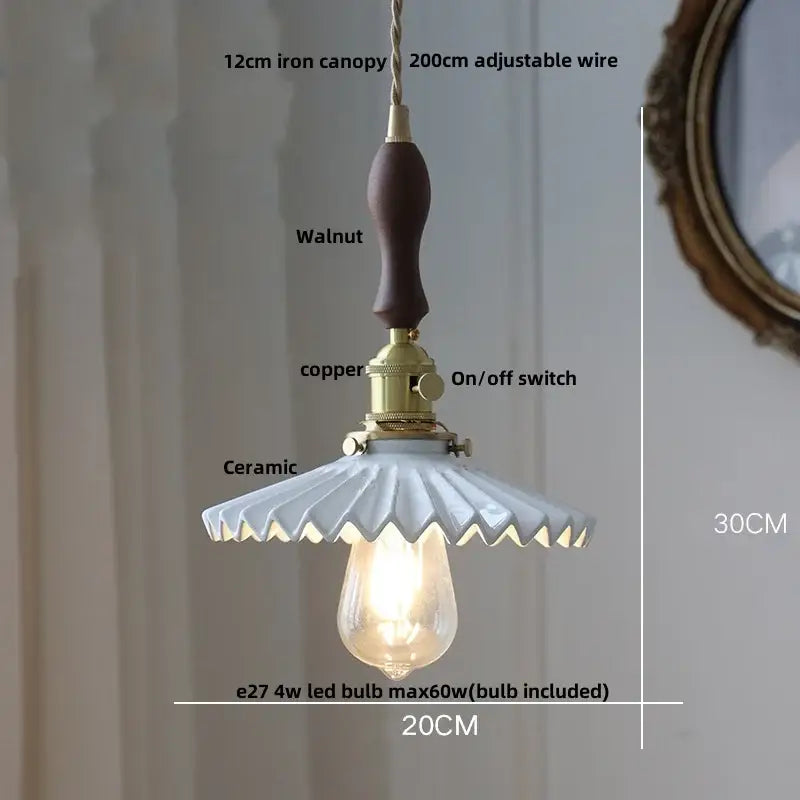 DecorBites™ Ceramic Copper Pendant Light Bar Coffee Kitchen E27 Knob Switch LED Fixture