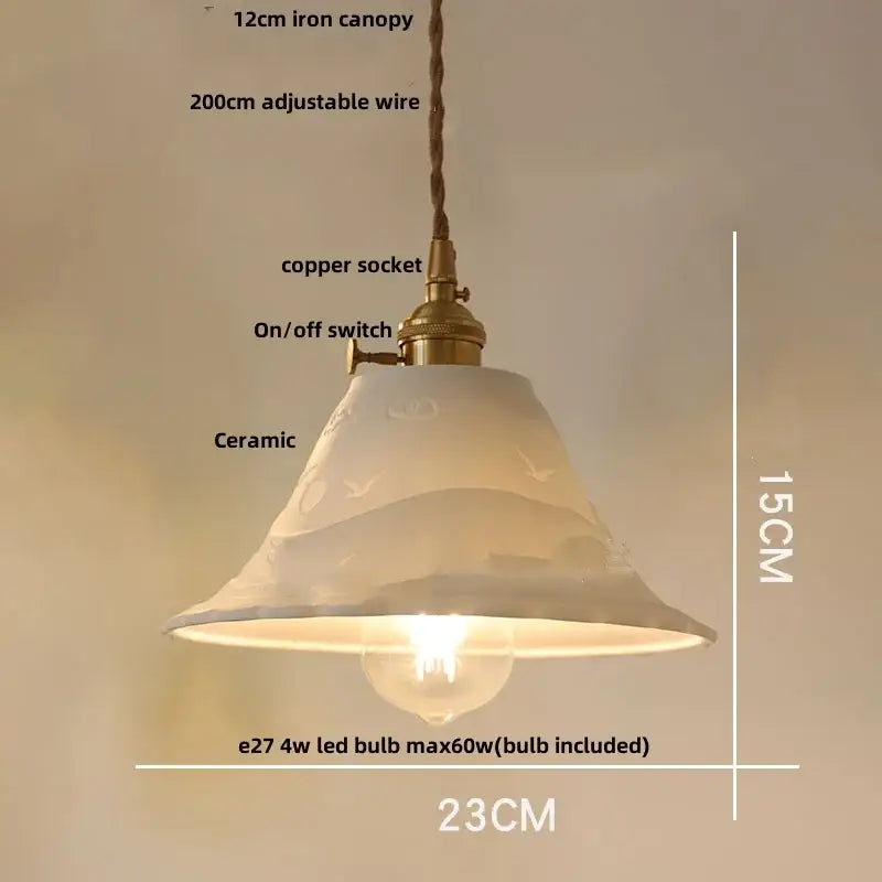 DecorBites™ Ceramic Copper Pendant Light Bar Coffee Kitchen E27 Knob Switch LED Fixture