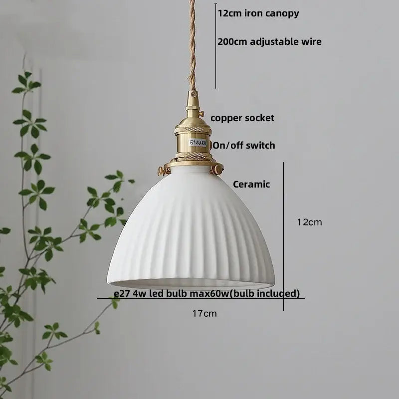 DecorBites™ Ceramic Copper Pendant Light Bar Coffee Kitchen E27 Knob Switch LED Fixture