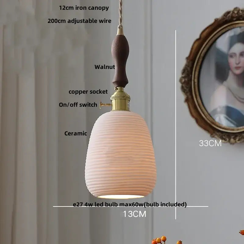 DecorBites™ Ceramic Copper Pendant Light Bar Coffee Kitchen E27 Knob Switch LED Fixture