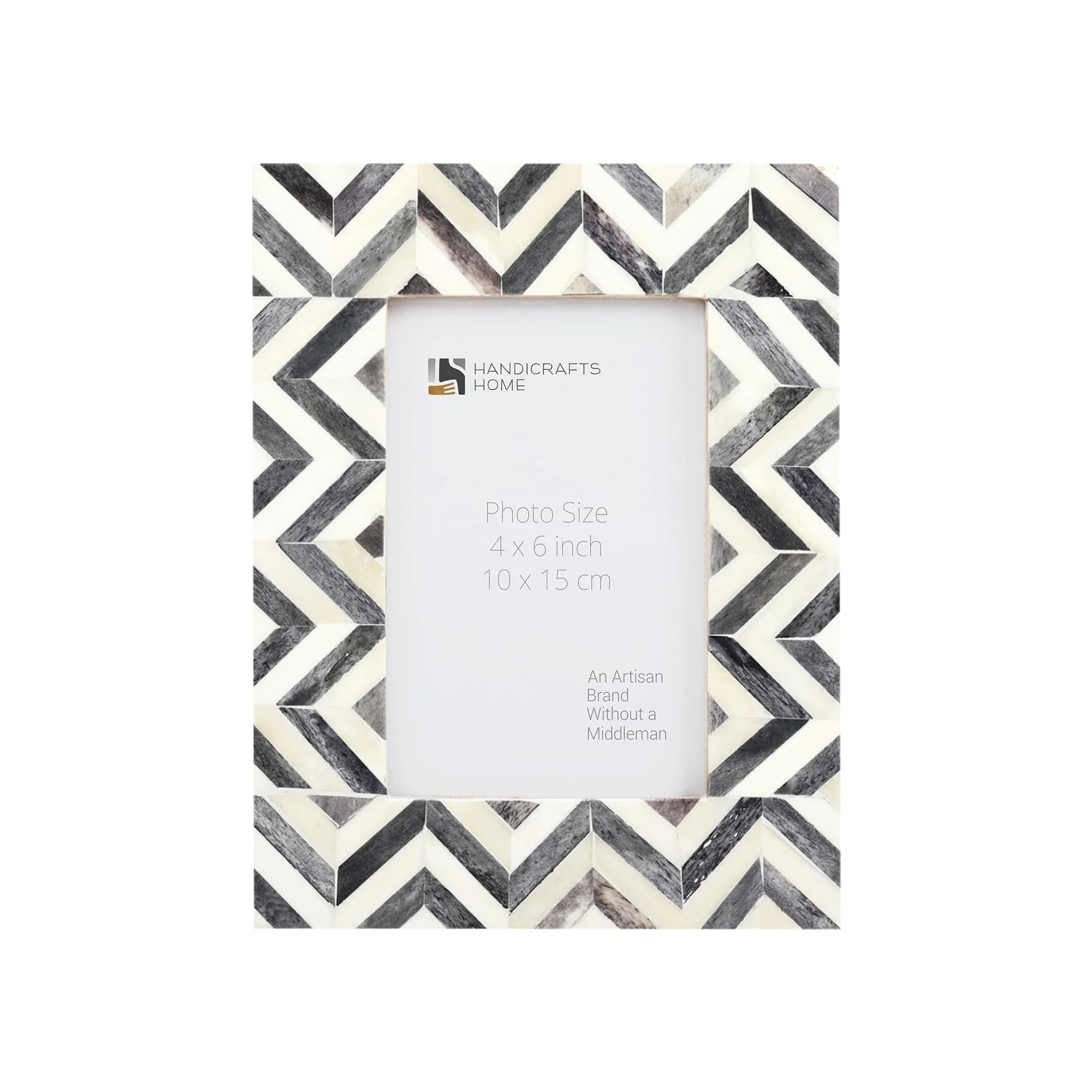 Picture Frame Zigzag Herringbone Collection Bone Inlay Grey – 4x6"
