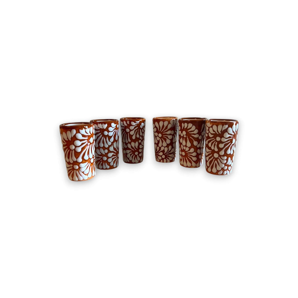 Handmade Skull Decanter Set | Brown & White Mexican Barware