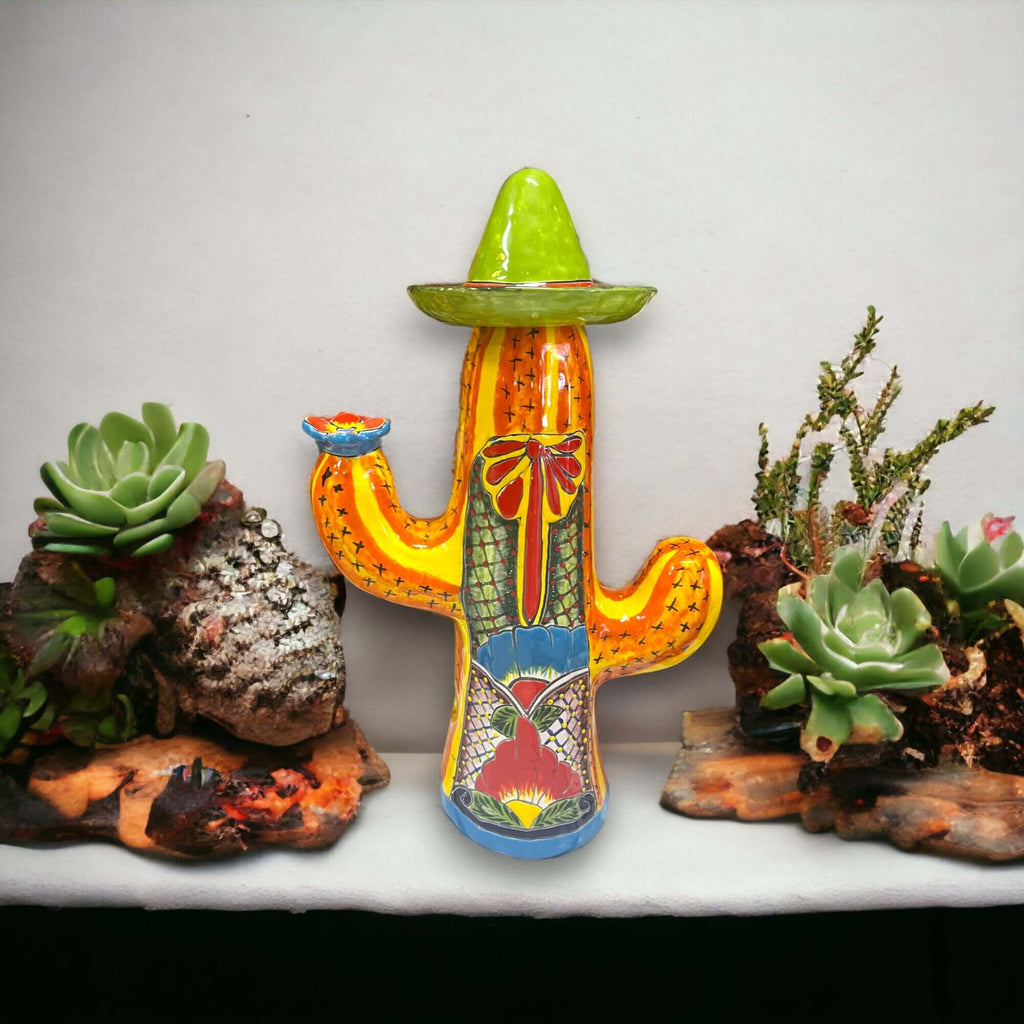 Talavera Cactus Statue | Colorful Handmade Mexican Art