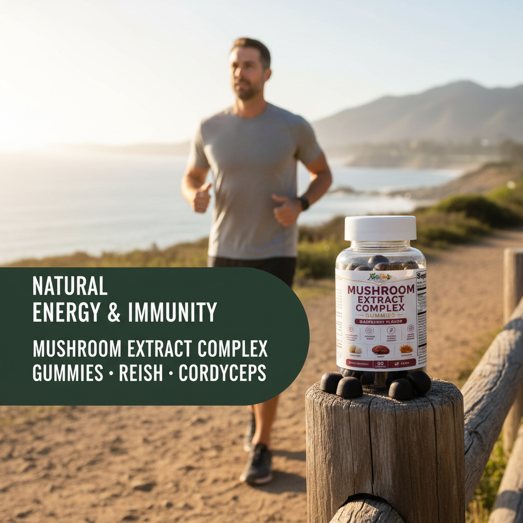 Mushroom Extract Complex Gummies – Lion’s Mane, Reishi & Cordyceps | Focus, Energy & Immunity | 60 Gummies