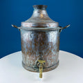 Hand Pounded Tin Copper Turkish Beverage Dispenser with Brass Spigot & Handles. Rustic Jug.