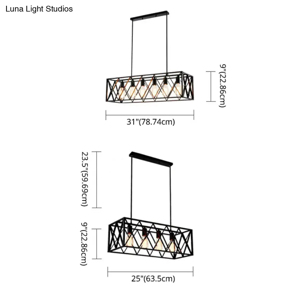 Industrial black cross framed pendant ceiling light for dining table