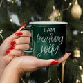 Freaking Jolly Ceramic Campfire Mug 14.5oz Red Or Green Double-Sided White Lettering Microwave Safe