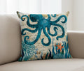 Blue Wind Sea Life Linen Pillowcase 18x18in