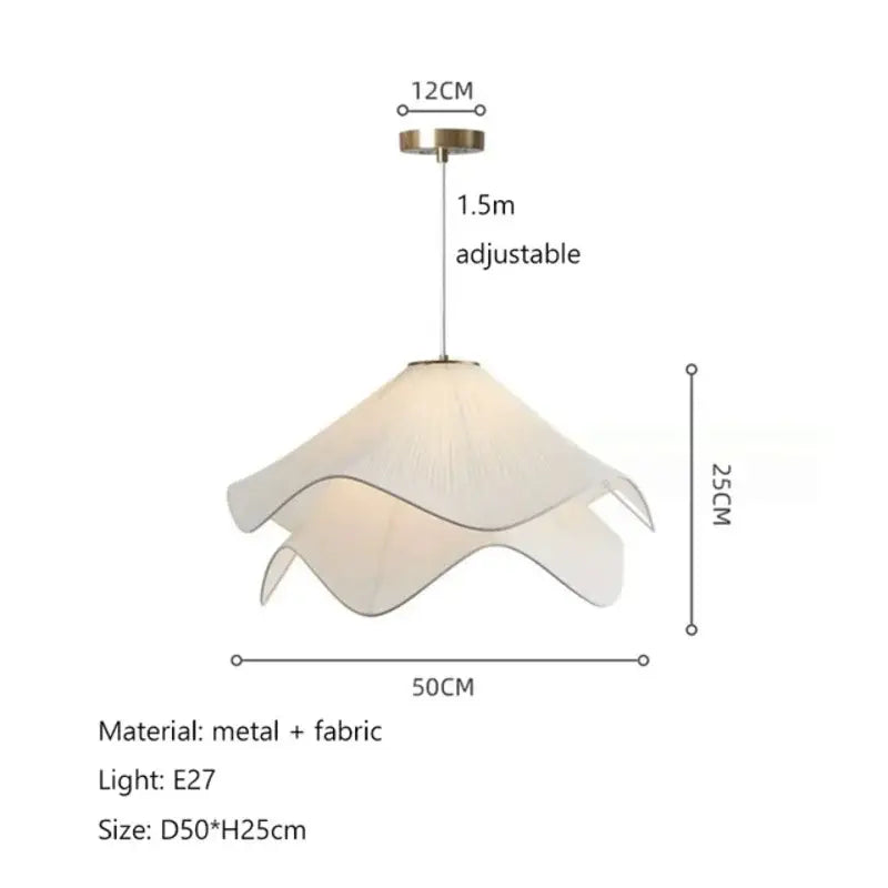 DecorBites™ LED White Fabric Pendant Light for Living Room Bedroom Dining Table
