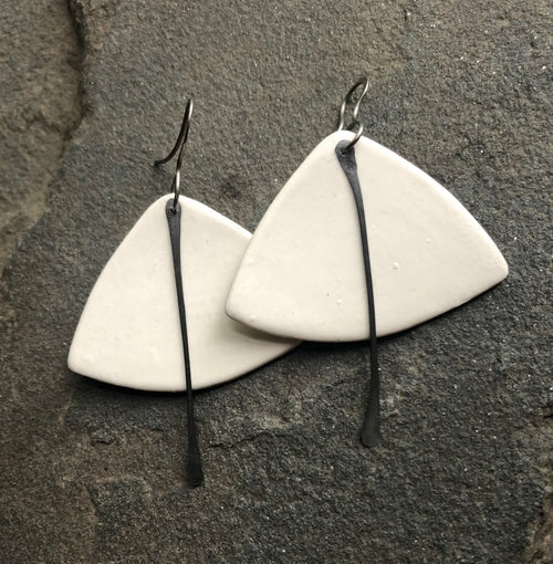 Lightweight Ceramic Boho Statement Dangle Earrings Handmade