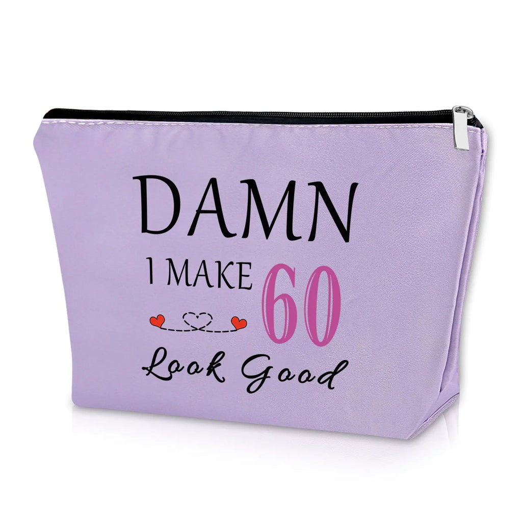 60th Birthday Purple Makeup Bag